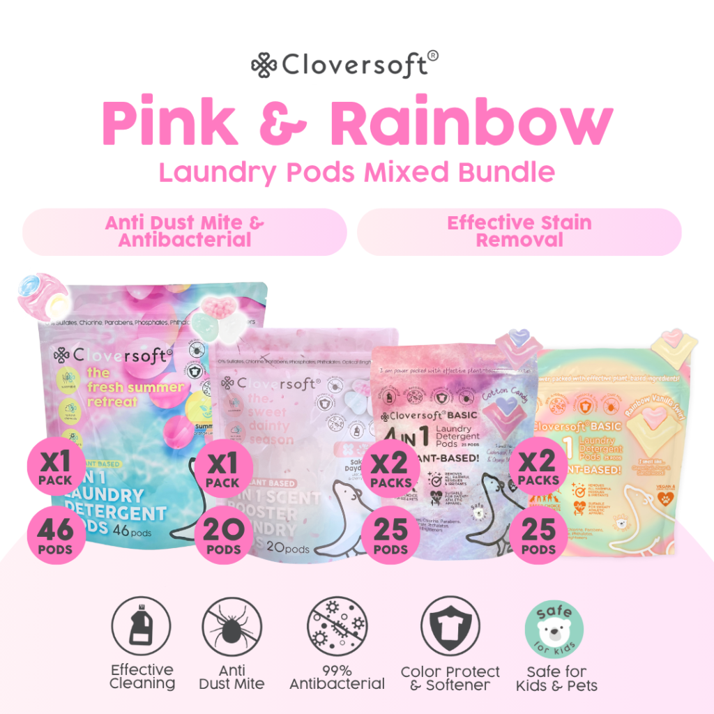 [6 Packs] Cloversoft Pink & Rainbow Laundry Pods Mixed Bundle ...